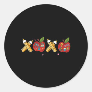 Sticker Rond Crayon Xoxo Retro Pomme Saint Valentin Science Tea