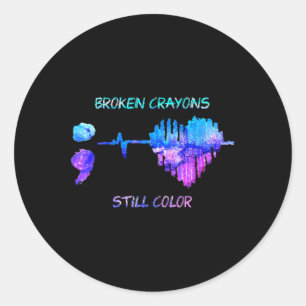 Sticker Rond Crayons cassés est encore couleur Heartbeat Suicid