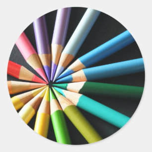 Sticker Rond Crayons colorés