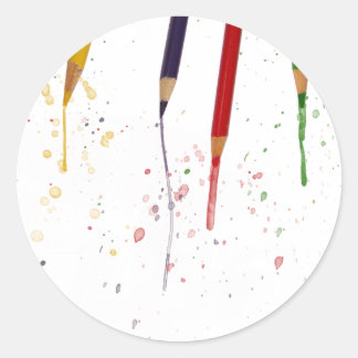 Sticker Rond Crayons colorés