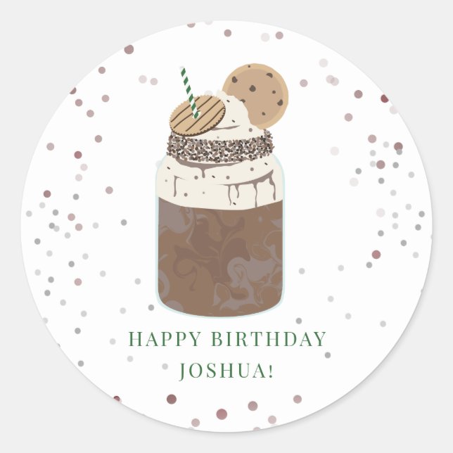 Sticker Rond Crazy Milkshake Chocolate Cookies Anniversaire (Devant)