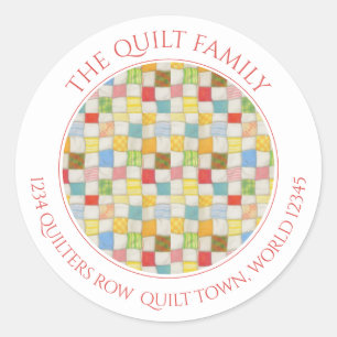 Sticker Rond CRAZY QUILT Large Enveloppe d'adresse ronde sceaux