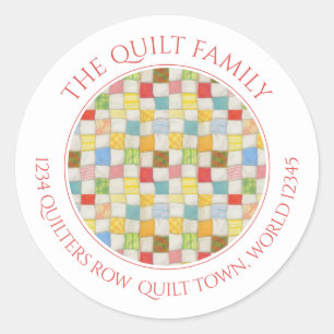 Sticker Rond CRAZY QUILT Petite Enveloppe d'adresse ronde sceau