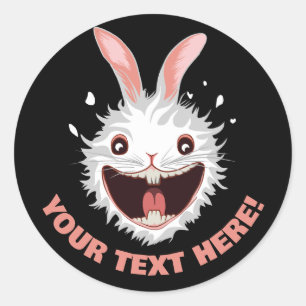 Sticker Rond Crazy White Rabbit Face