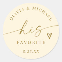 Cream and Gold His Favorite Wedding Treat Bag