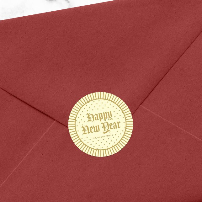 Sticker Rond Cream Classic Décoratif Géométrique Bonne année (Créateur téléchargé)