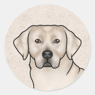 Sticker Rond Cream Labrador Retriever mignonne Lab Portrait de