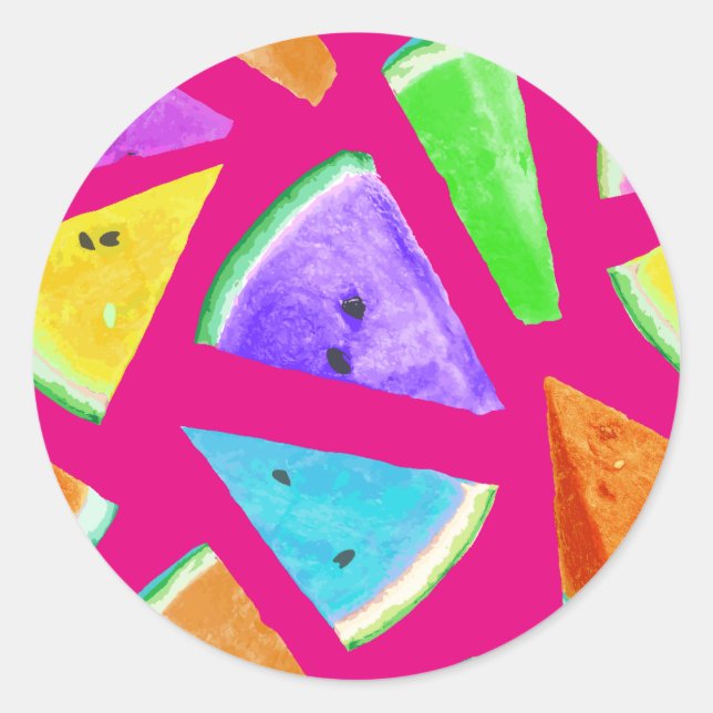 Sticker Rond Création du Motif de pastèque 9 (Devant)