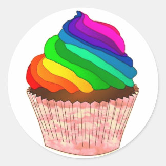 Sticker Rond Création personnalisable de Cupcake Arc-en-ciel Fi