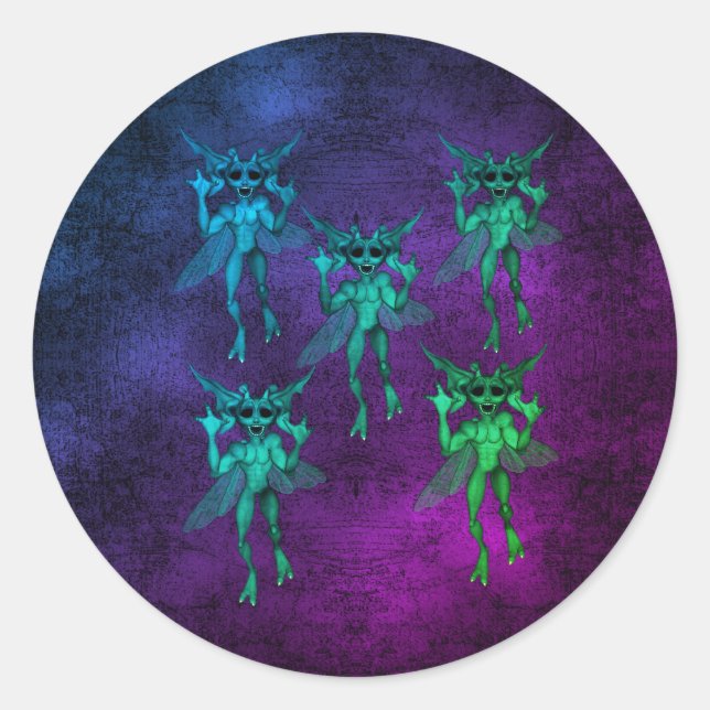 Sticker Rond Créatures effrayantes de Gremlin Halloween (Devant)