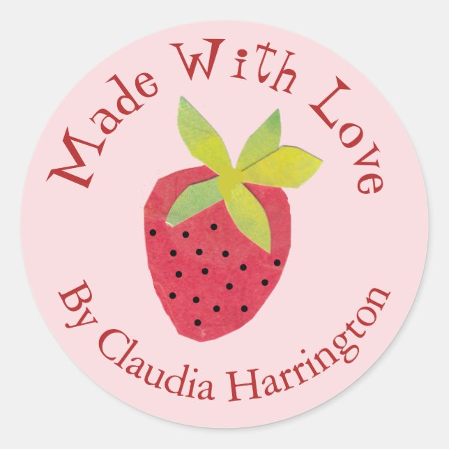 Sticker Rond Créé avec amour Fabricant artisanal de fraise vale (Devant)