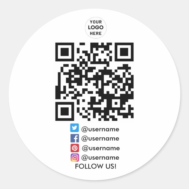 Sticker Rond Créer votre propre entreprise Social Media QR Code (Devant)