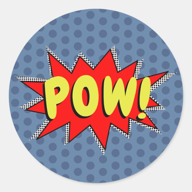 Sticker Rond Créez vos propres super-héros Onomatopoeias ! POW  (Devant)