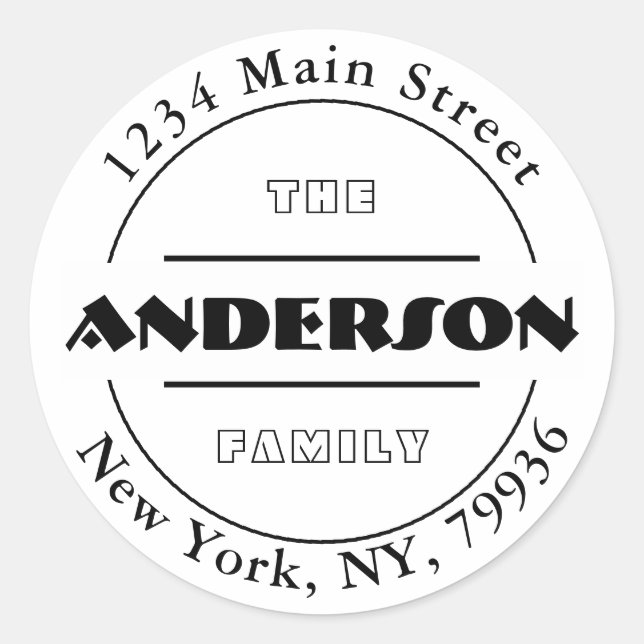 Sticker Rond Créez votre propre adresse de retour d'arrondi (Devant)