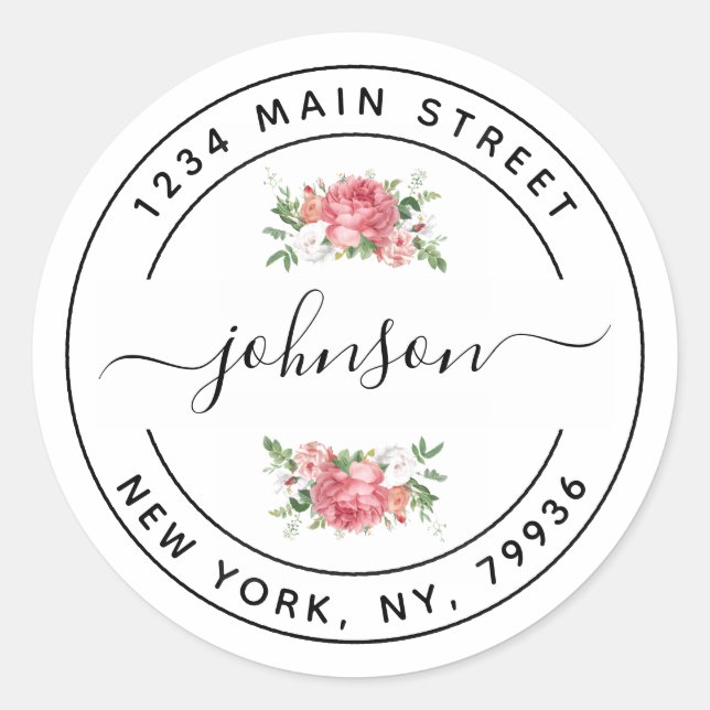 Sticker Rond Créez votre propre adresse de retour d'arrondi (Devant)