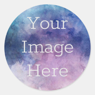 Sticker Rond Créez votre propre aquarelle bleu + mauve