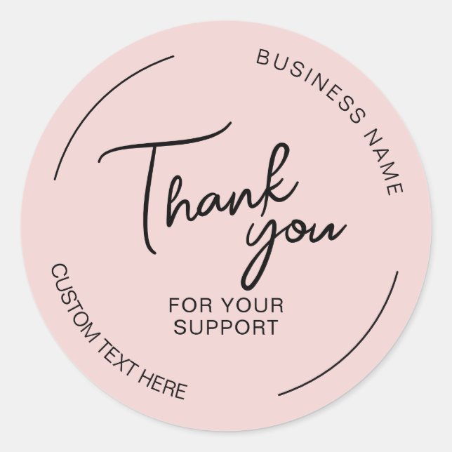 Sticker Rond Créez votre propre entreprise rose Merci (Devant)