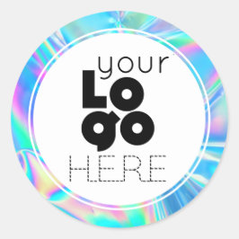 Sticker Rond Créez Votre Propre Logo Holographique Faux Iridesc