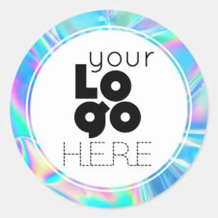 Sticker Rond Créez Votre Propre Logo Holographique Faux Iridesc