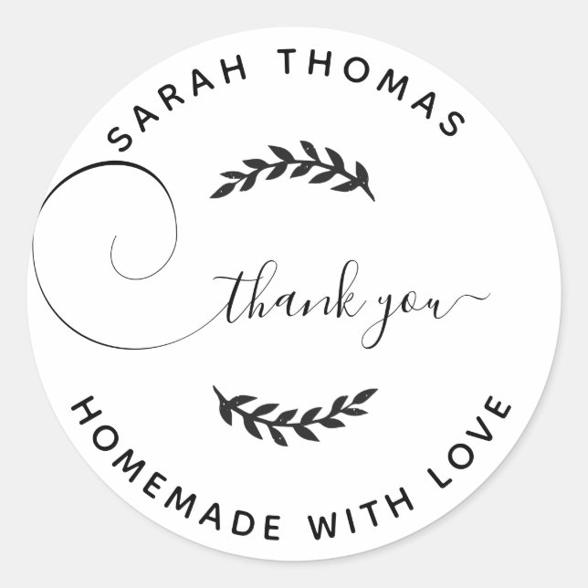 Sticker Rond Créez votre propre maison faite avec Merci d'amour (Devant)