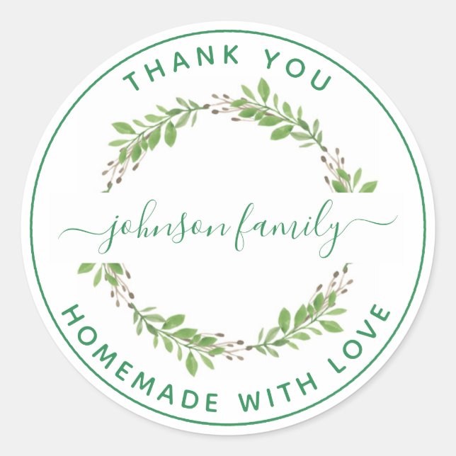 Sticker Rond Créez votre propre maison faite avec Merci d'amour (Devant)