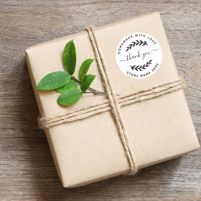 Sticker Rond Créez votre propre Merci maison avec amour (Créateur téléchargé)