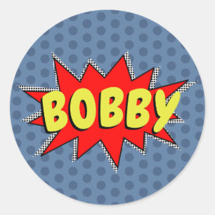 Sticker Rond Créez Votre Propre Nom De Superhéros ! POW !