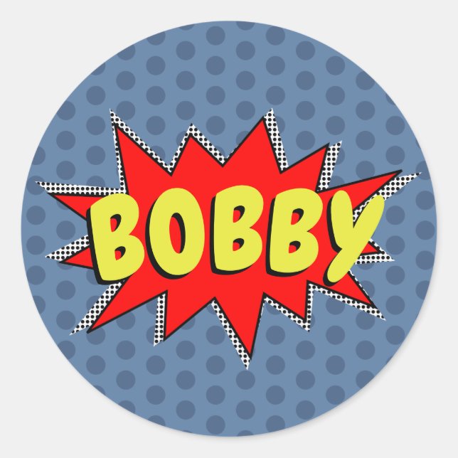 Sticker Rond Créez Votre Propre Nom De Superhéros ! POW ! (Devant)
