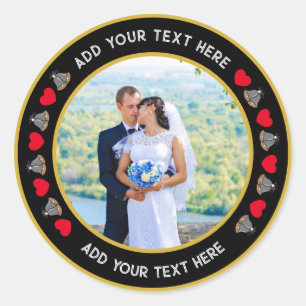 Sticker Rond Créez votre propre photo de mariage personnalisée