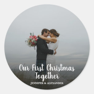 Sticker Rond Créez votre propre photo First Christmas ensemble