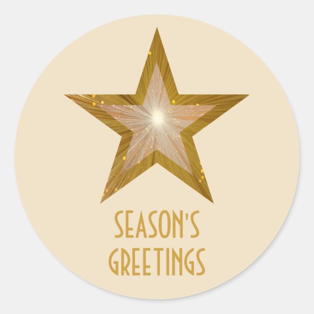 Sticker Rond Crème adhésive ronde Gold Star 'Bonnes Fêtes (Devant)