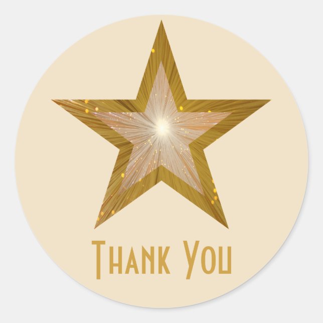 Sticker Rond Crème adhésive ronde Gold Star "Merci" (Devant)