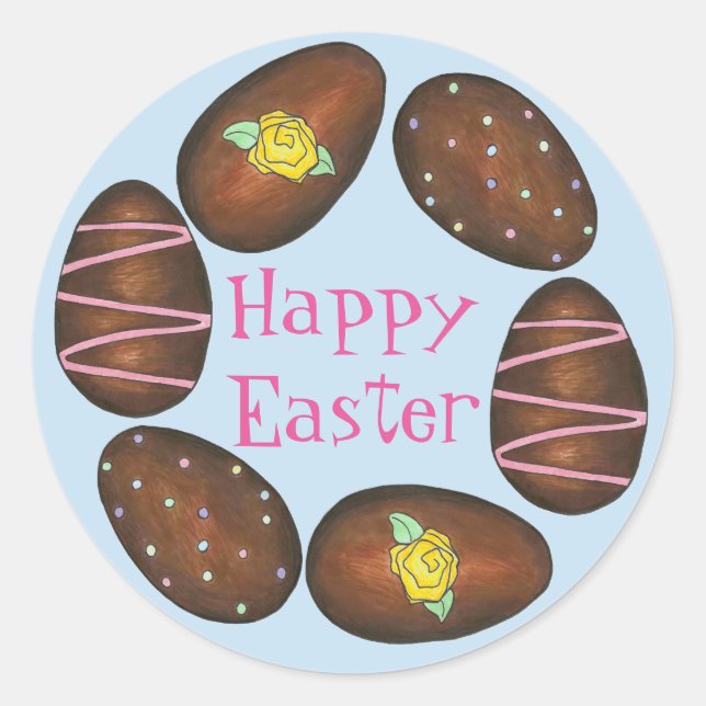 Sticker Rond Crème au beurre chocolat Joyeux Oeuf de Pâques Bon (Devant)