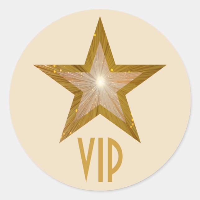 Sticker Rond Crème autocollante ronde "Gold" Star VIP (Devant)