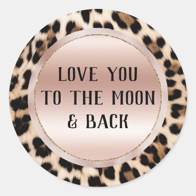 Sticker Rond Crème Brown Léopard noir rose (Devant)