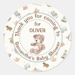 Sticker Rond Crème Claire Cadeau de Baby Shower Bohème