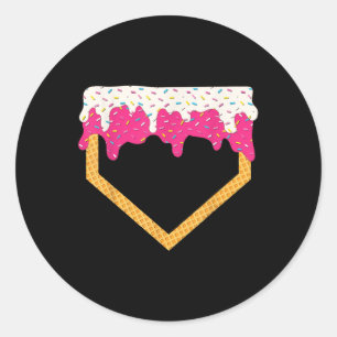 Sticker Rond Crème de baseball Cream Dripping Baseball Home Pla