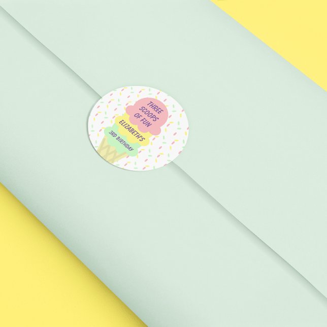 Sticker Rond Crème de glace 3e anniversaire (Créateur téléchargé)
