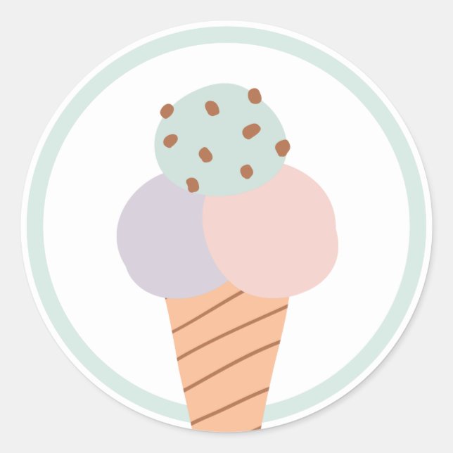 Sticker Rond Crème de glace Anniversaire Fête Favoriser (Devant)