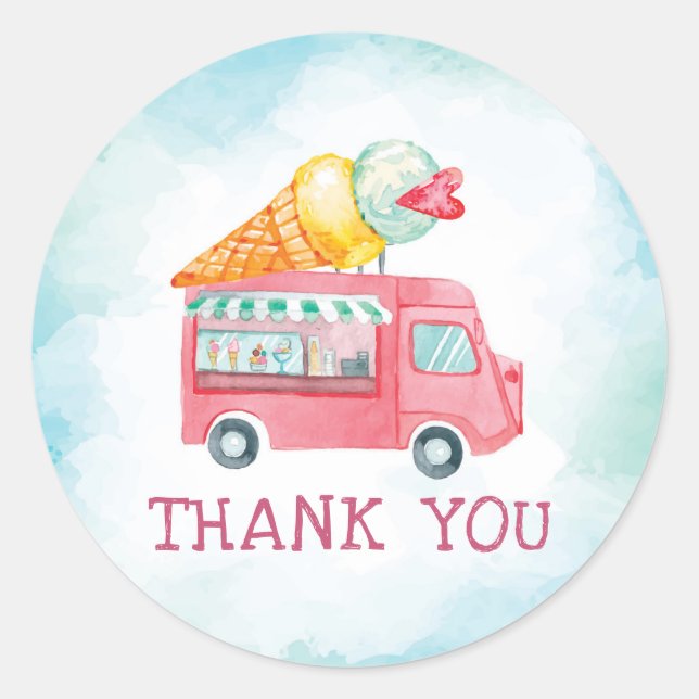 Sticker Rond Crème de glace Anniversaire Merci (Devant)