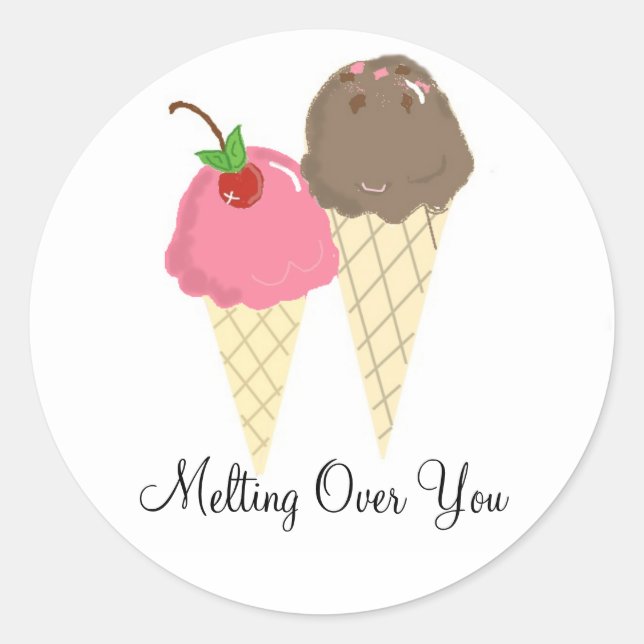 Sticker Rond Crème De Glace - Fondre Sur Vous (Devant)