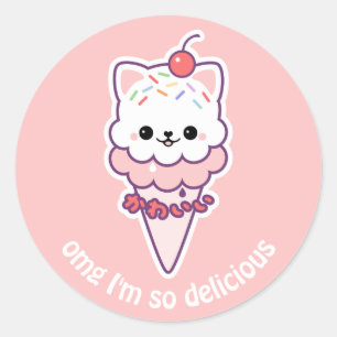Sticker Rond Crème de glace Kitty