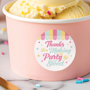 Sticker Rond Crème de glace Parlante Merci gagnant fête d'anniv