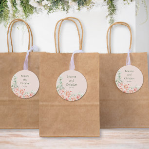 Sticker Rond Crème de Pêche et jardin floral vert de Sage