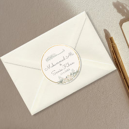 Sticker Rond Crème d'ivoire florale et Mariage musulman d'or is