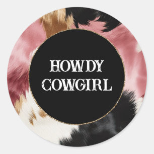 Sticker Rond Crème d'or rose noir vachette