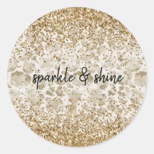 Sticker Rond Crème Empreinte de léopard Glitzy Sparkle