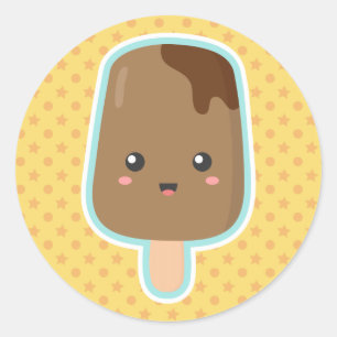 Sticker Rond Crème Glacée au Chocolat Mignonne