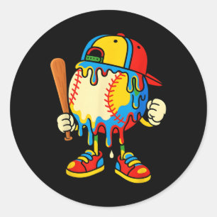 Sticker Rond Crème glacée baseball goutte jeunesse retour à l'é