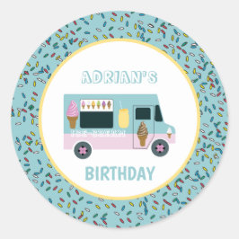 Sticker Rond Crème glacée Conception Camion Anniversaire